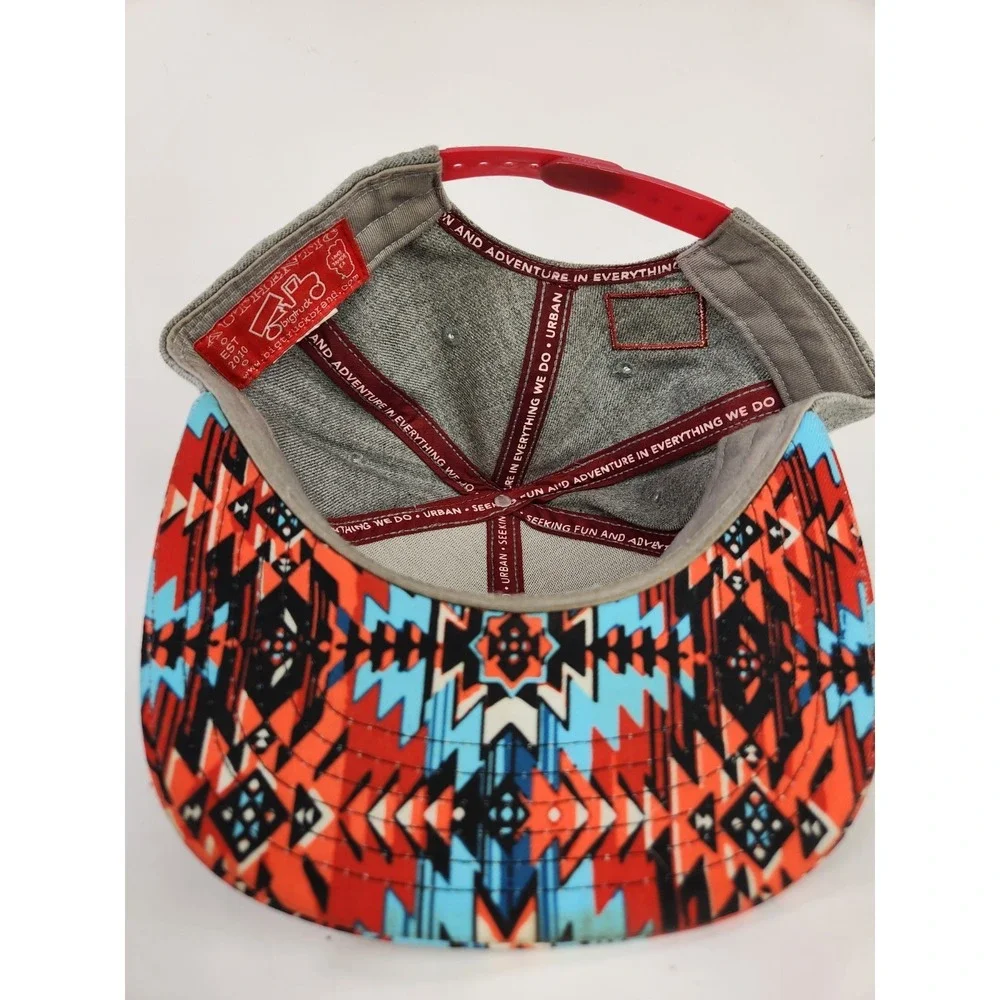 Big Truck Trucker Hat Mesh Snapback Gray Aztec Bill Design Lake Tahoe Red Orange